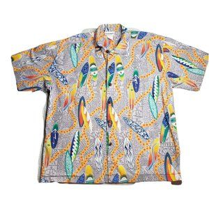 VTG Nurf Wear Hawaiian Floral Button Up CAMP SHIRT Ctn 2XL XXL SEE MEASURMENTS